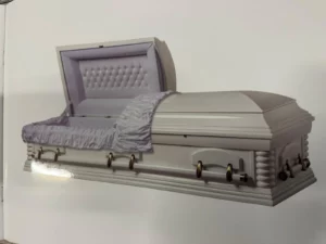 Sicriu alb cu capac deschis - model clasic MGM Casa Funerară D'Ana Lugoj
