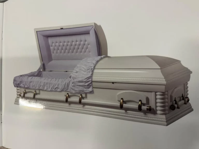 Sicriu alb cu capac deschis - model clasic MGM Casa Funerară D'Ana Lugoj